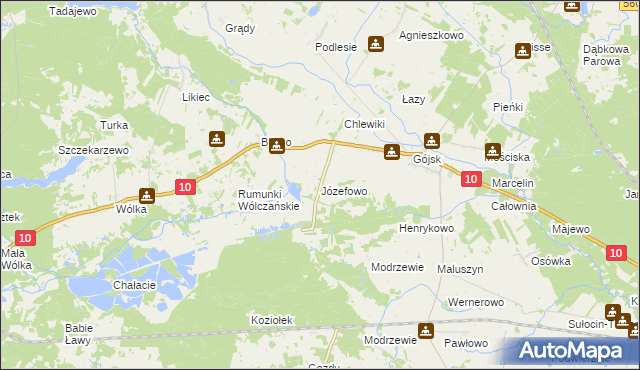 mapa Józefowo gmina Szczutowo, Józefowo gmina Szczutowo na mapie Targeo