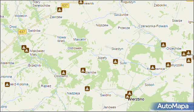 mapa Józefy, Józefy na mapie Targeo