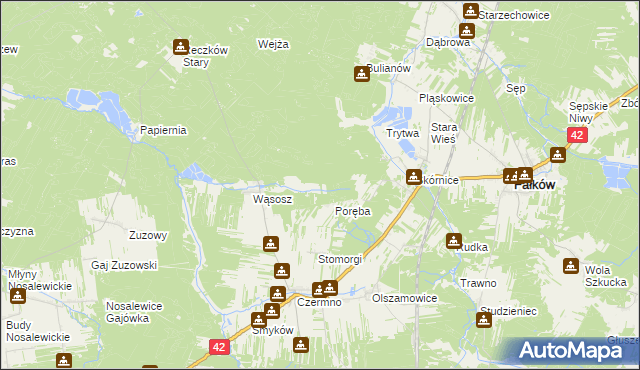 mapa Julianów gmina Fałków, Julianów gmina Fałków na mapie Targeo