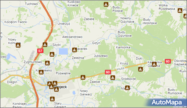 mapa Juliszewo, Juliszewo na mapie Targeo