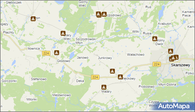 mapa Junkrowy, Junkrowy na mapie Targeo