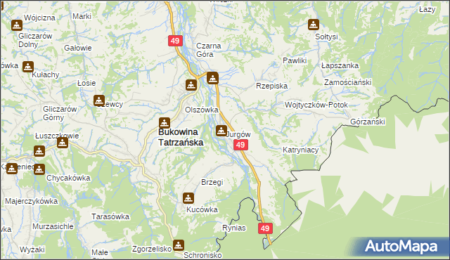 mapa Jurgów, Jurgów na mapie Targeo