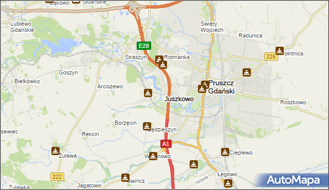 mapa Juszkowo, Juszkowo na mapie Targeo