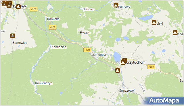 mapa Jutrzenka gmina Borzytuchom, Jutrzenka gmina Borzytuchom na mapie Targeo