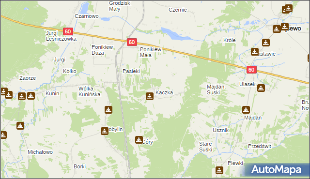 mapa Kaczka gmina Goworowo, Kaczka gmina Goworowo na mapie Targeo