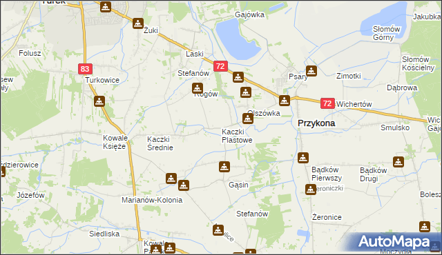 mapa Kaczki Plastowe, Kaczki Plastowe na mapie Targeo