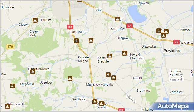 mapa Kaczki Średnie, Kaczki Średnie na mapie Targeo