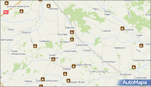 mapa Kaczorowy, Kaczorowy na mapie Targeo