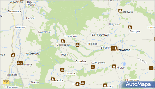 mapa Kaczowice gmina Przeworno, Kaczowice gmina Przeworno na mapie Targeo