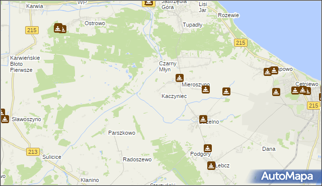 mapa Kaczyniec gmina Puck, Kaczyniec gmina Puck na mapie Targeo