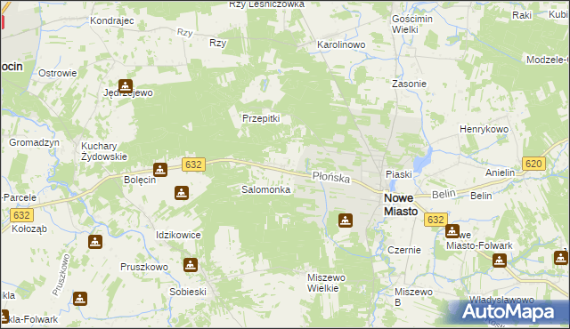 mapa Kadłubówka gmina Nowe Miasto, Kadłubówka gmina Nowe Miasto na mapie Targeo