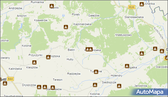 mapa Kajetanówka gmina Dubienka, Kajetanówka gmina Dubienka na mapie Targeo