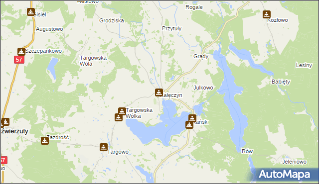 mapa Kałęczyn gmina Dźwierzuty, Kałęczyn gmina Dźwierzuty na mapie Targeo