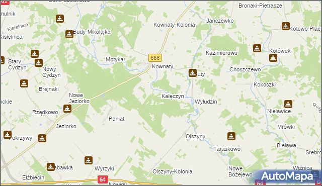 mapa Kałęczyn gmina Piątnica, Kałęczyn gmina Piątnica na mapie Targeo