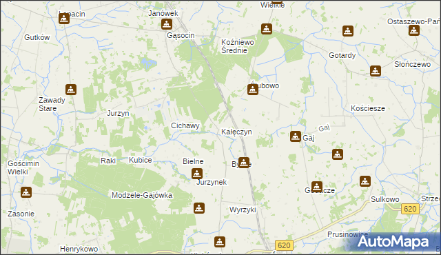 mapa Kałęczyn gmina Sońsk, Kałęczyn gmina Sońsk na mapie Targeo