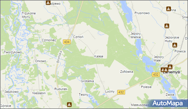 mapa Kaleje gmina Śrem, Kaleje gmina Śrem na mapie Targeo