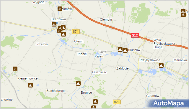 mapa Kaleń gmina Markuszów, Kaleń gmina Markuszów na mapie Targeo