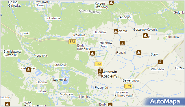 mapa Kaleń gmina Szczawin Kościelny, Kaleń gmina Szczawin Kościelny na mapie Targeo