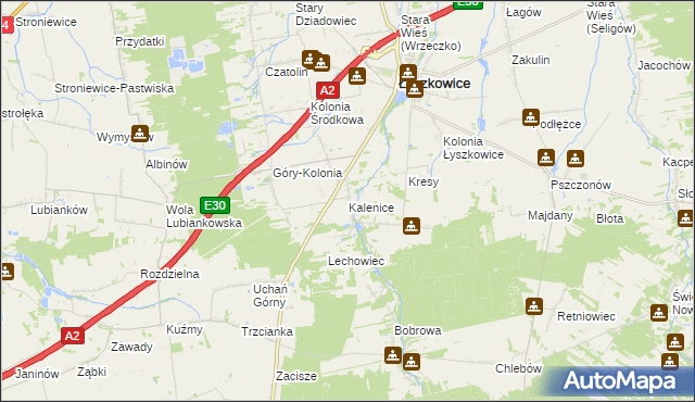 mapa Kalenice, Kalenice na mapie Targeo