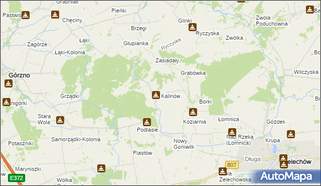 mapa Kalinów gmina Żelechów, Kalinów gmina Żelechów na mapie Targeo