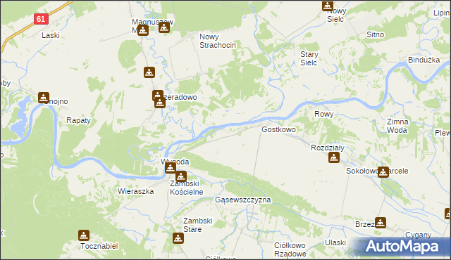 mapa Kalinowo gmina Obryte, Kalinowo gmina Obryte na mapie Targeo