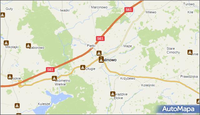 mapa Kalinowo powiat ełcki, Kalinowo powiat ełcki na mapie Targeo