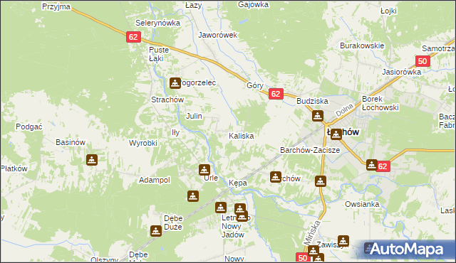 mapa Kaliska gmina Łochów, Kaliska gmina Łochów na mapie Targeo