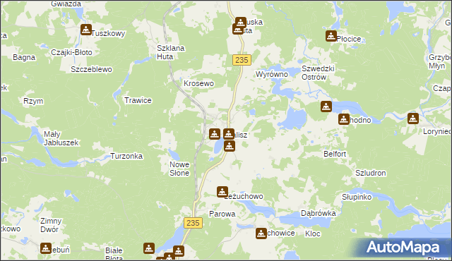 mapa Kalisz gmina Dziemiany, Kalisz gmina Dziemiany na mapie Targeo