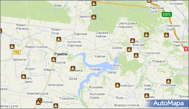 mapa Kałków gmina Pawłów, Kałków gmina Pawłów na mapie Targeo