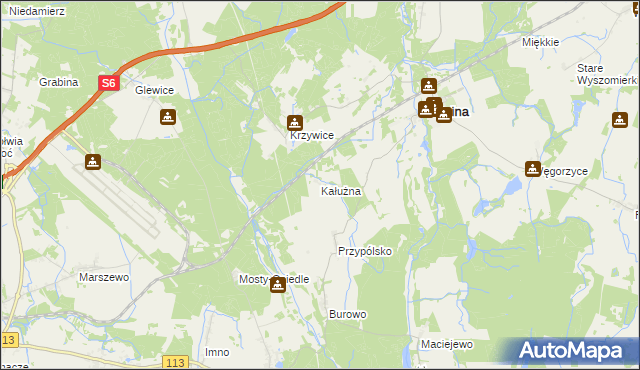 mapa Kałużna gmina Osina, Kałużna gmina Osina na mapie Targeo