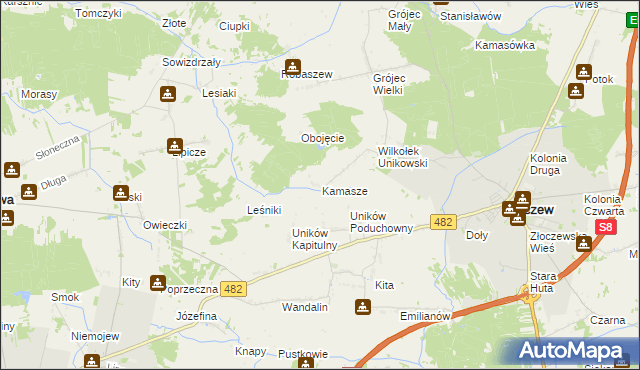 mapa Kamasze, Kamasze na mapie Targeo