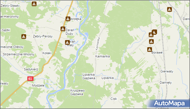 mapa Kamianka gmina Rzekuń, Kamianka gmina Rzekuń na mapie Targeo