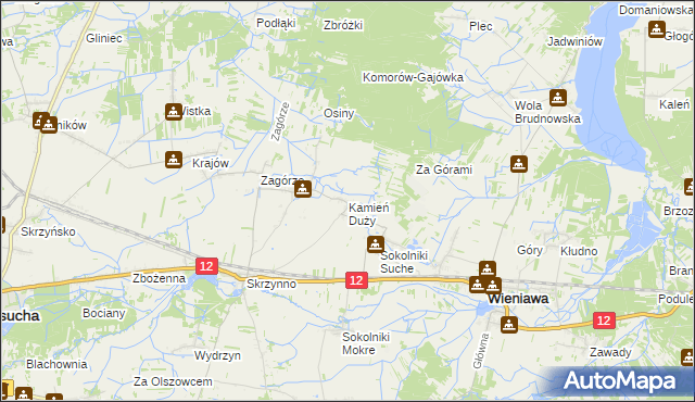 mapa Kamień Duży gmina Wieniawa, Kamień Duży gmina Wieniawa na mapie Targeo