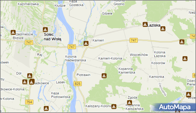 mapa Kamień-Kolonia gmina Łaziska, Kamień-Kolonia gmina Łaziska na mapie Targeo