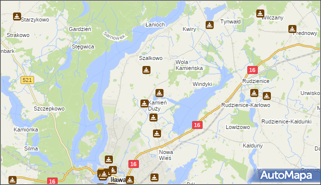 mapa Kamień Mały gmina Iława, Kamień Mały gmina Iława na mapie Targeo