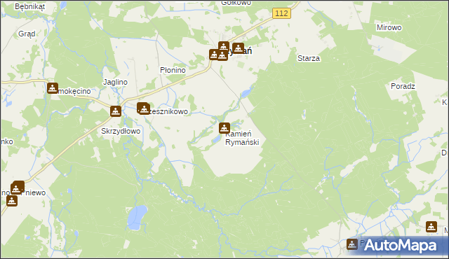 mapa Kamień Rymański, Kamień Rymański na mapie Targeo