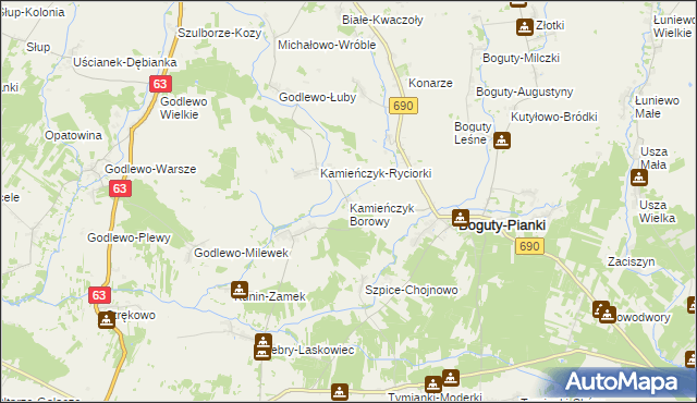 mapa Kamieńczyk Borowy, Kamieńczyk Borowy na mapie Targeo