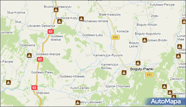 mapa Kamieńczyk-Ryciorki, Kamieńczyk-Ryciorki na mapie Targeo