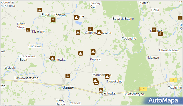 mapa Kamienica gmina Janów, Kamienica gmina Janów na mapie Targeo