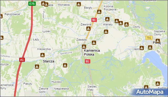 mapa Kamienica Polska, Kamienica Polska na mapie Targeo