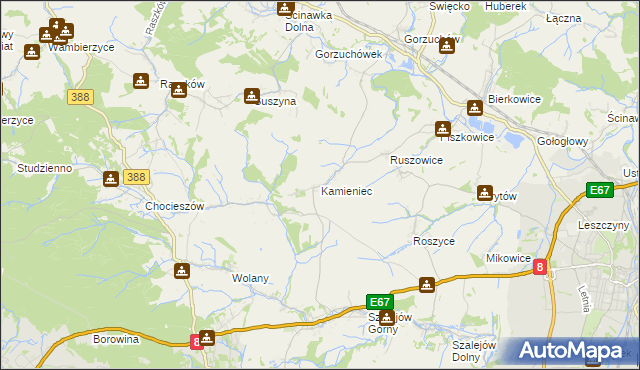 mapa Kamieniec gmina Kłodzko, Kamieniec gmina Kłodzko na mapie Targeo