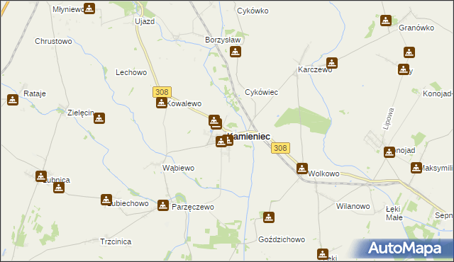 mapa Kamieniec powiat grodziski, Kamieniec powiat grodziski na mapie Targeo