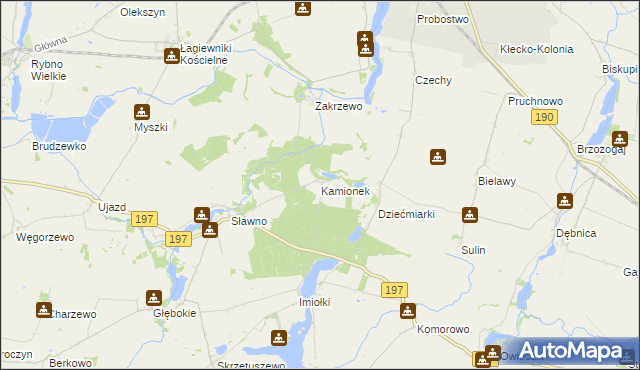 mapa Kamionek gmina Kiszkowo, Kamionek gmina Kiszkowo na mapie Targeo