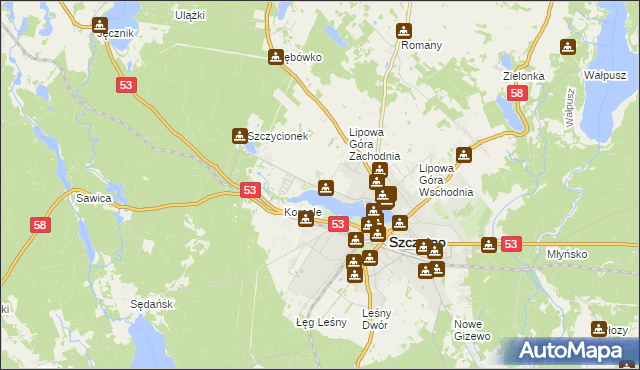 mapa Kamionek gmina Szczytno, Kamionek gmina Szczytno na mapie Targeo