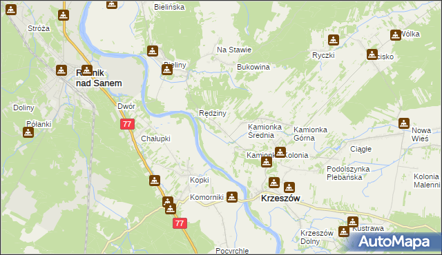 mapa Kamionka Dolna, Kamionka Dolna na mapie Targeo