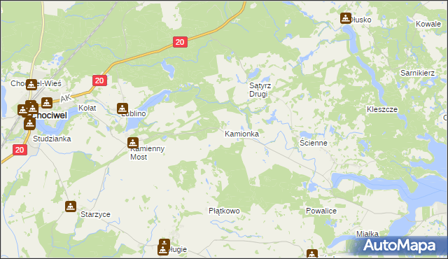 mapa Kamionka gmina Chociwel, Kamionka gmina Chociwel na mapie Targeo