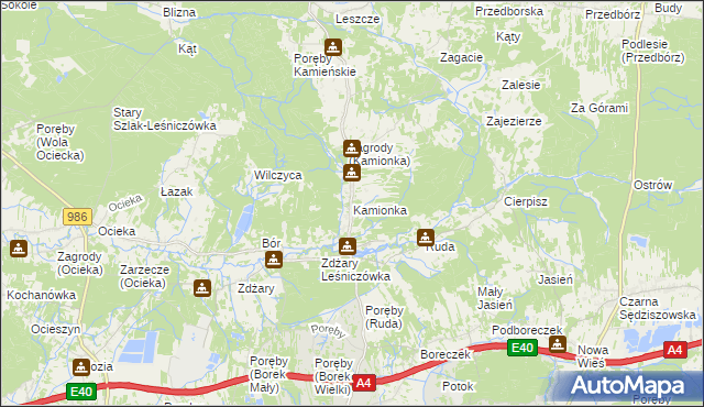 mapa Kamionka gmina Ostrów, Kamionka gmina Ostrów na mapie Targeo