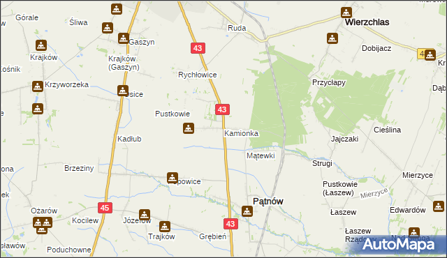 mapa Kamionka gmina Pątnów, Kamionka gmina Pątnów na mapie Targeo
