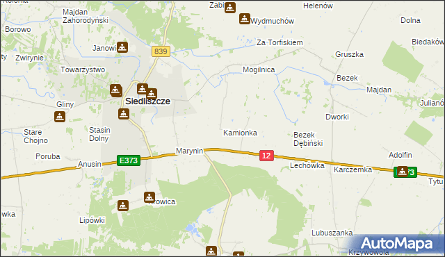 mapa Kamionka gmina Siedliszcze, Kamionka gmina Siedliszcze na mapie Targeo