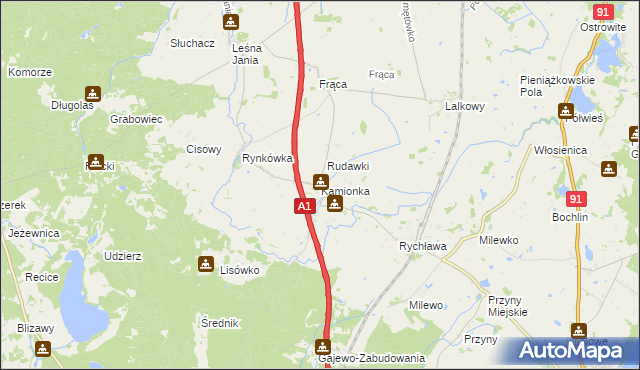 mapa Kamionka gmina Smętowo Graniczne, Kamionka gmina Smętowo Graniczne na mapie Targeo